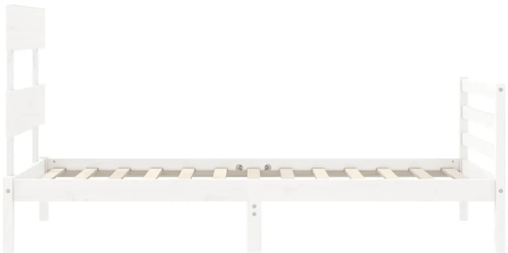Estrutura cama de solteiro c/ cabeceira madeira maciça branco