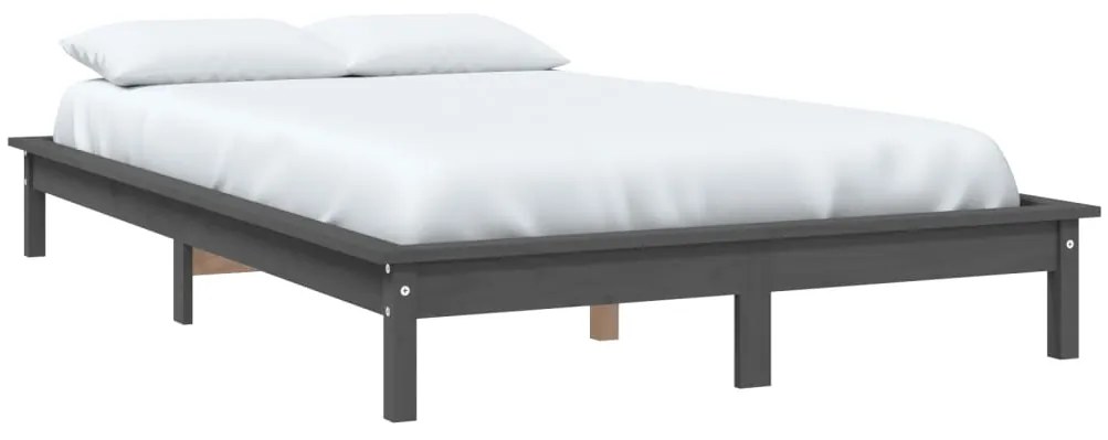 Estrutura de cama 120x200 cm pinho maciço cinzento