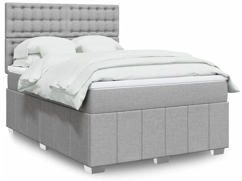 vidaXL Cama com molas/colchão 140x190 cm tecido cinzento-claro