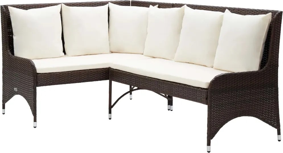 vidaXL Sofás de canto para jardim 2 pcs vime PE castanho