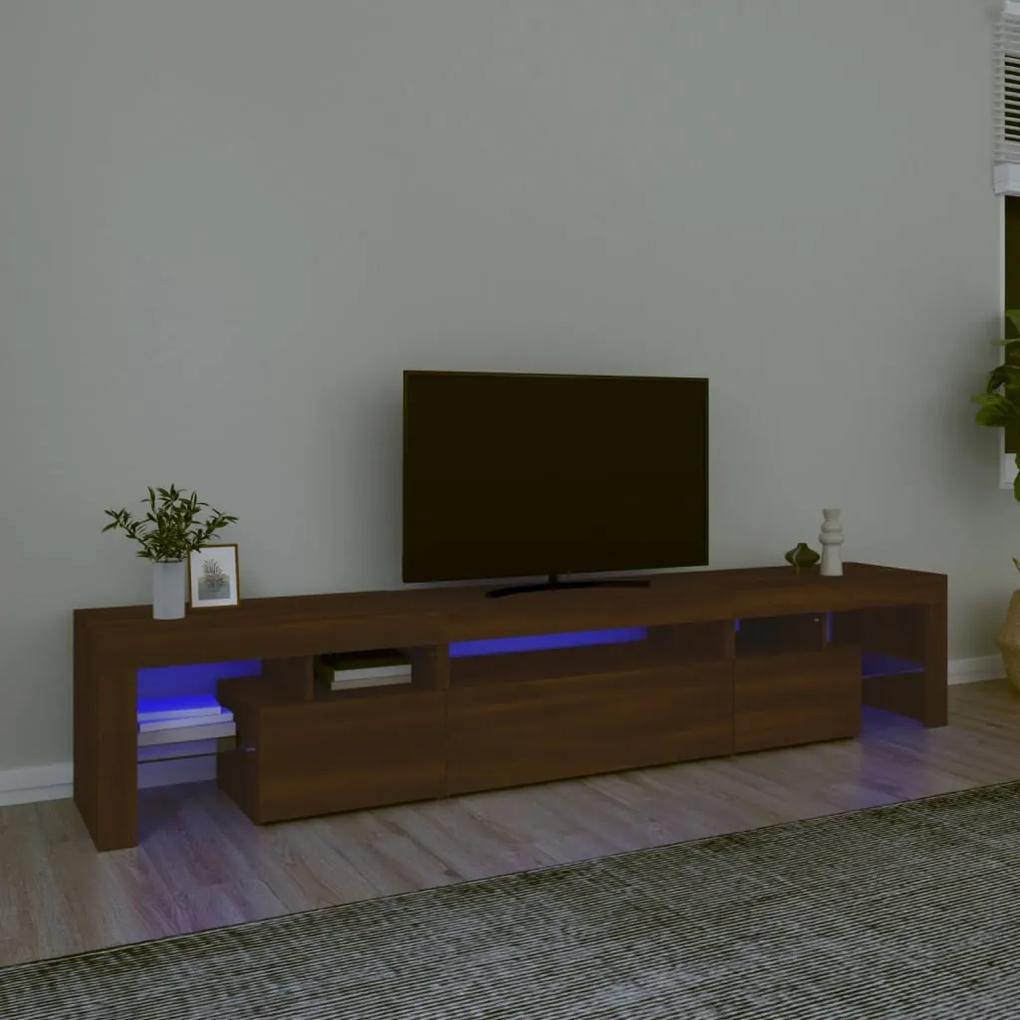 Móvel de TV com luzes LED 215x36,5x40 cm cor carvalho castanho