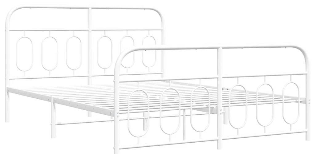 Estrutura de cama com cabeceira e pés 140x190 cm metal branco