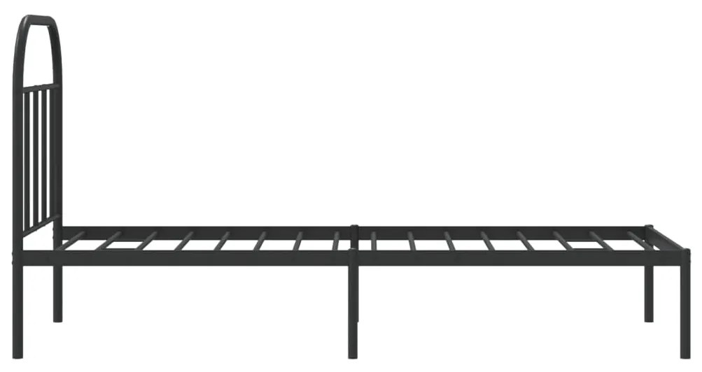 Estrutura de cama com cabeceira 75x190 cm metal preto