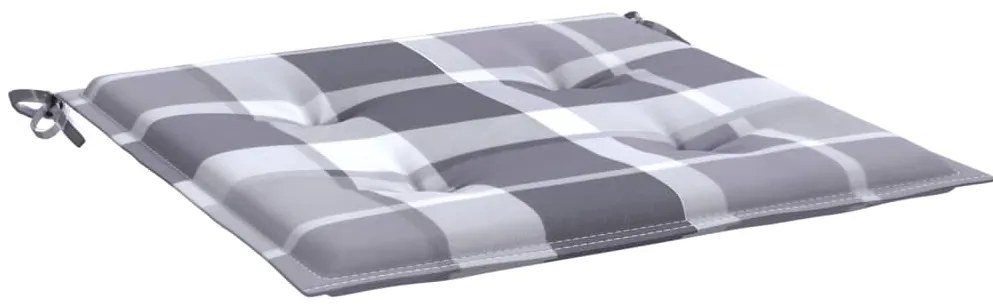 Almofadões cadeiras jardim 4pcs tecido oxford xadrez cinzento