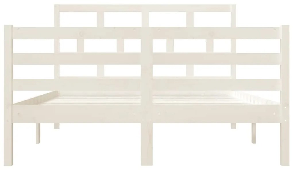 Estrutura de cama casal 135x190 cm madeira maciça branco