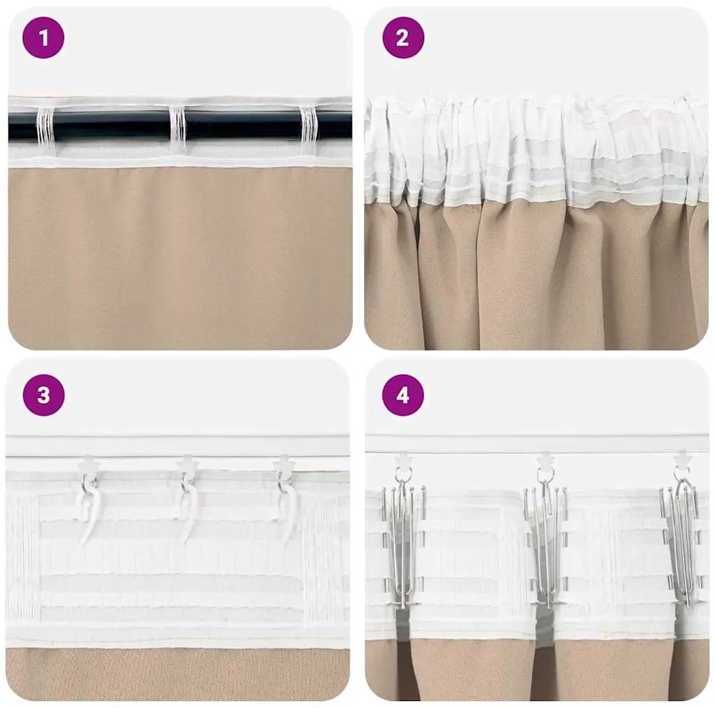 Cortinas 2 pcs Cinzento-acastanhado 260 x 140 cm Poliéster