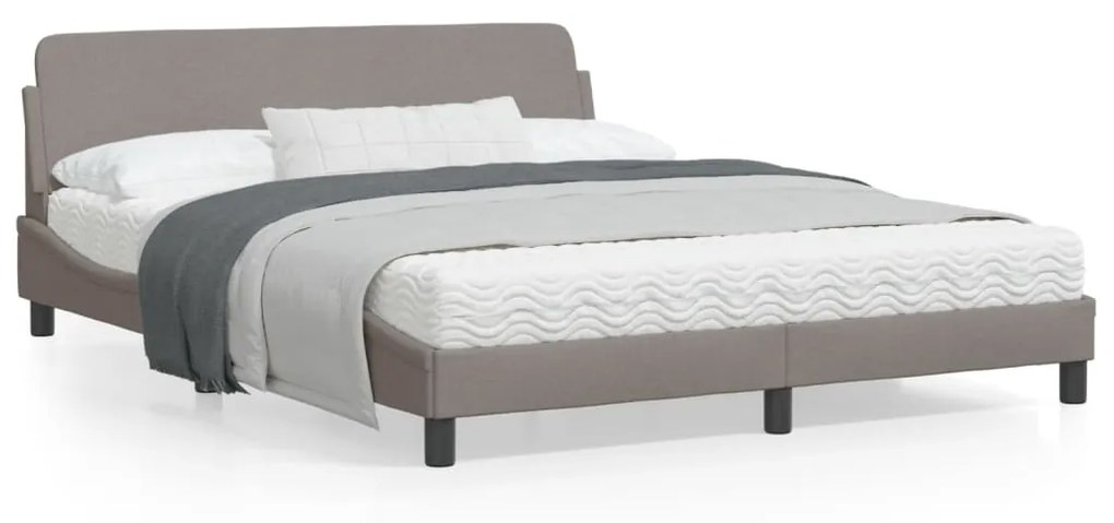 vidaXL Cama sem colchão 160x200 cm tecido castanho-acinzentado