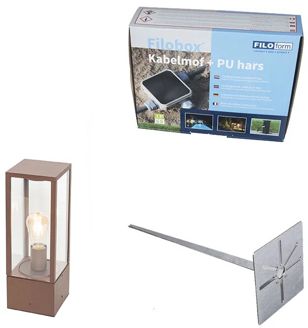 Candeeiro industrial de pé para exterior castanho ferrugem 40 cm IP44 - Charlois Industrial,Moderno