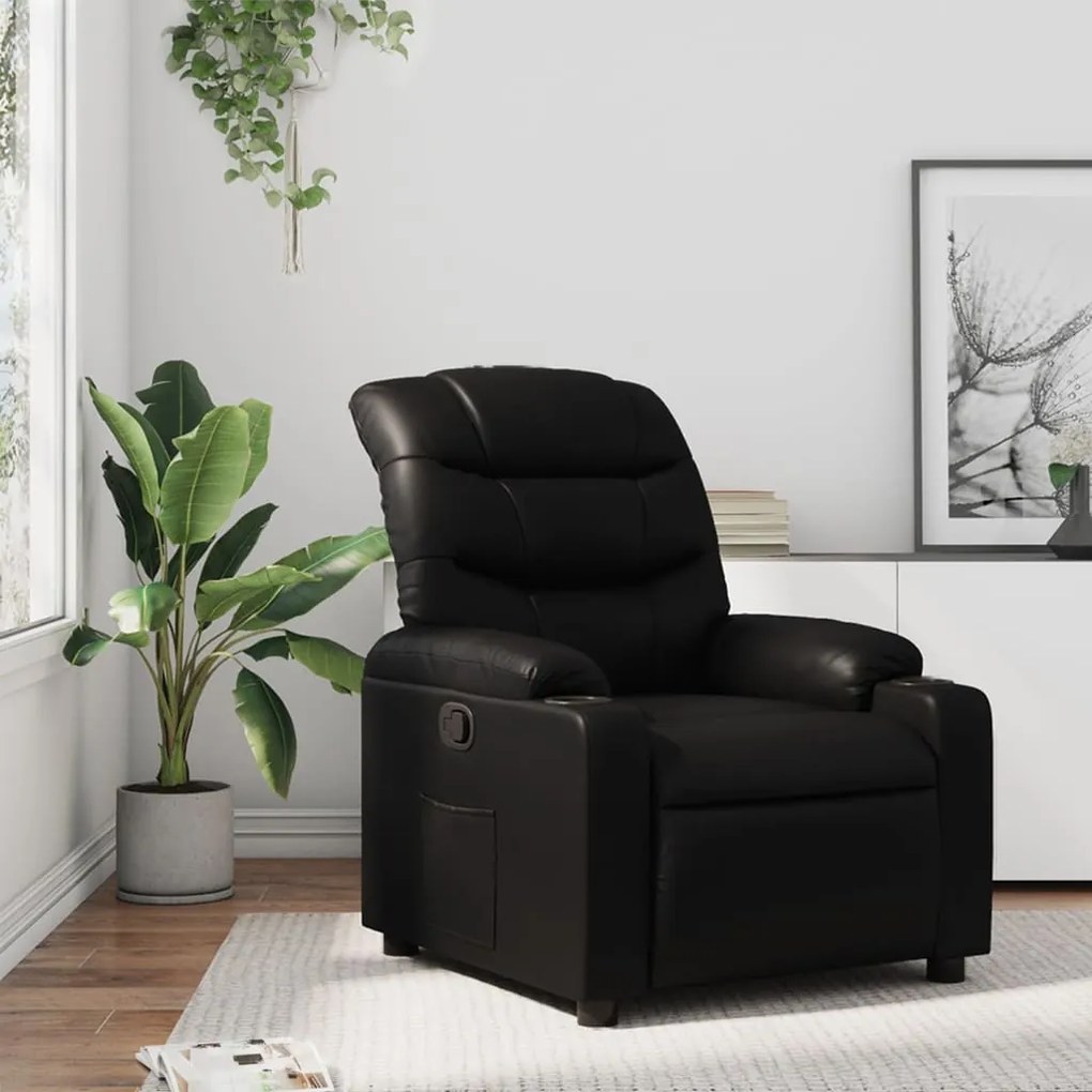 vidaXL Poltrona reclinável couro artificial preto