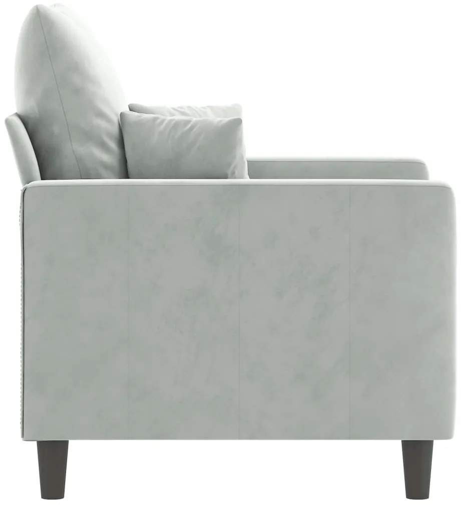 Poltrona 60 cm veludo cinzento-claro