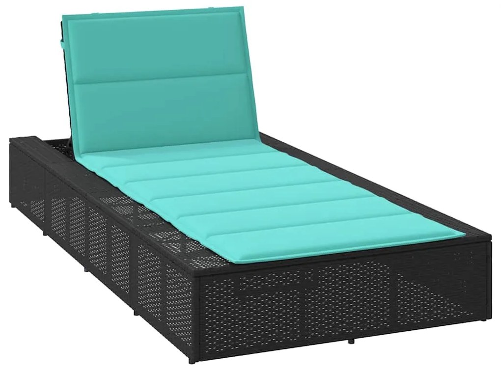 Espreguiçadeira com almofada flutuante vime PE preto