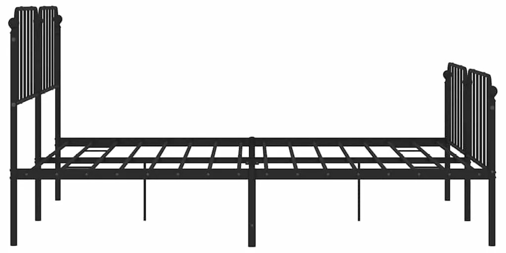 Estrutura de cama com cabeceira e pés 193x203 cm metal preto