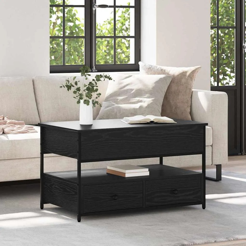 vidaXL Mesa de centro com gaveta Carvalho Preto 85 x 50 x 50 cm