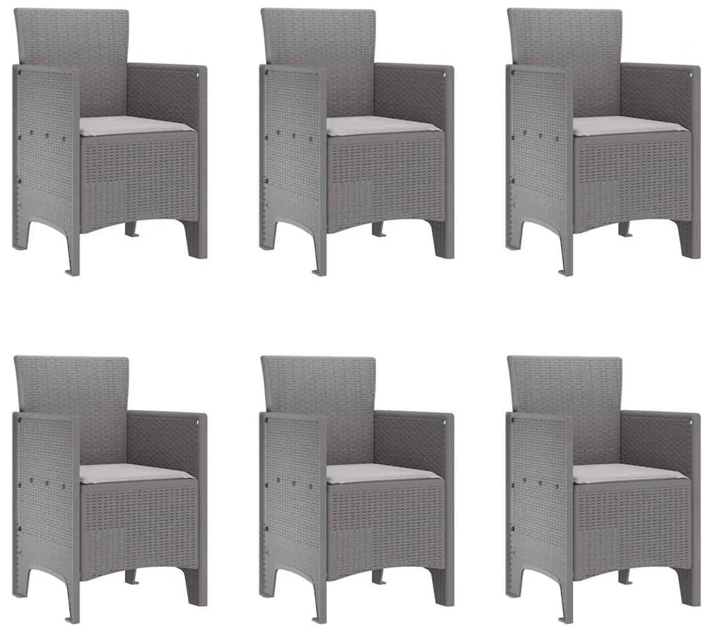 Conjunto de Jantar de Jardim 7 pcs Cinzento-claro