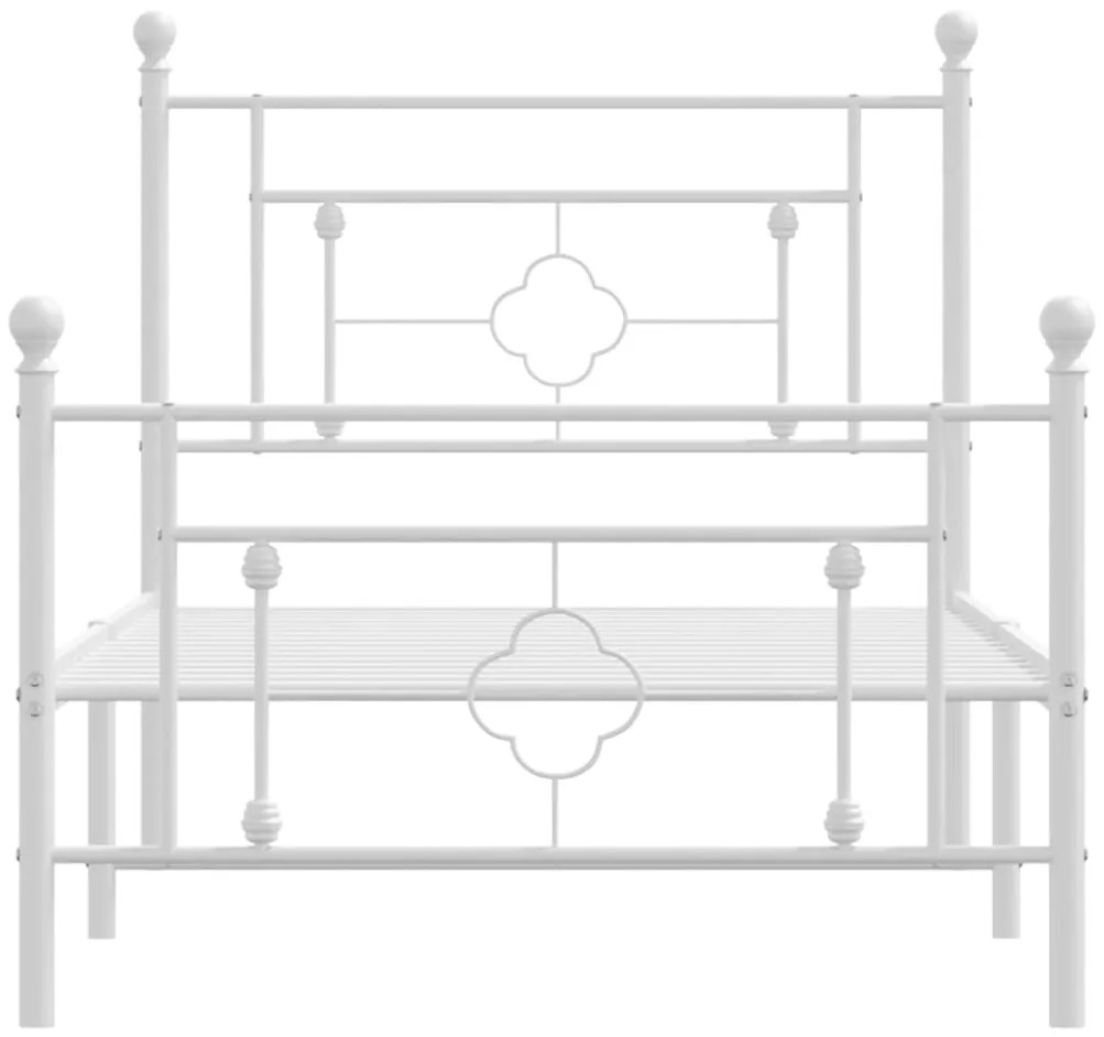 Estrutura de cama com cabeceira e pés 90x200 cm metal branco