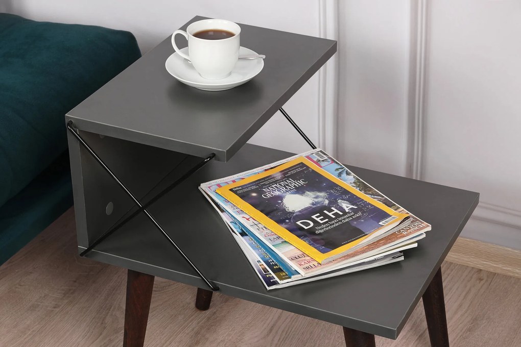 Mesa de Cabeceira Cross – Antracite – 50x55x40 cm