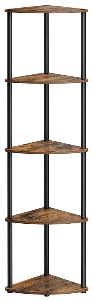 Estante de canto com 5 níveis 38,3 x 27 x 139 cm castanho vintage