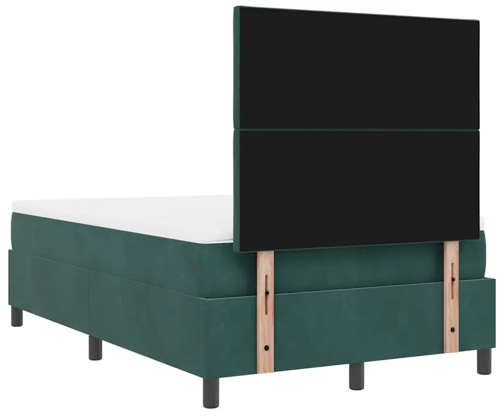 Cama Box com Colchão &amp; LED Verde Escuro 120x200 cm Veludo