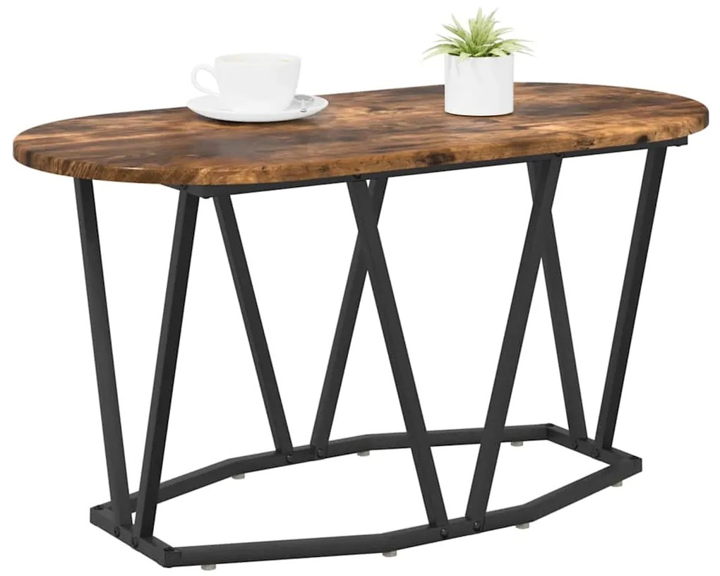 Mesa de Centro em Carvalho Defumado 80x40x40,5 cm em Madeira e Metal