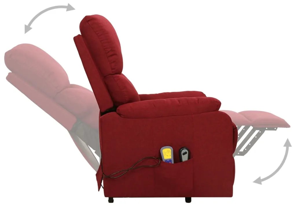 Poltrona elevatória de massagens tecido vermelho tinto