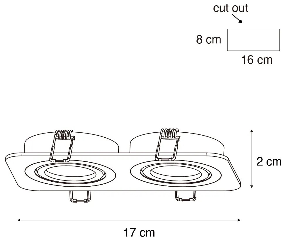 Conjunto de 6 focos embutidos arredondados cor de chumbo GU10 50mm ajustáveis IP44 2-Lights - Alberto