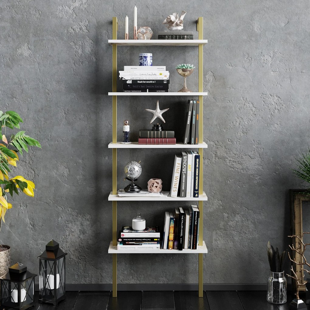 Estante Piante – Branco e Dourado – 60 cm x 174 cm x 22 cm