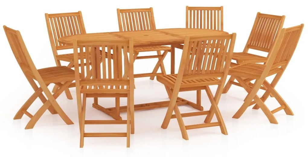 vidaXL 9 pcs conjunto de jantar para jardim madeira de teca maciça