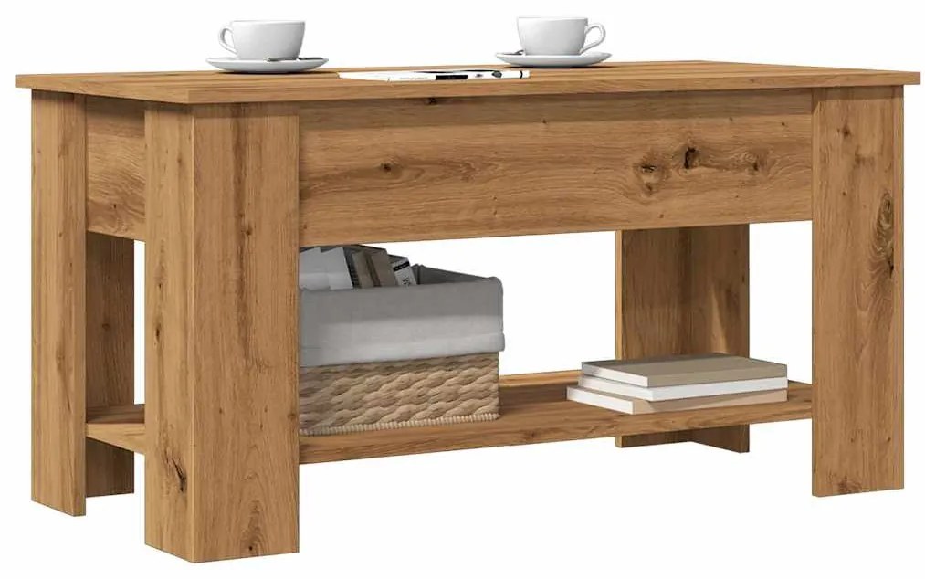 vidaXL Mesa de centro em carvalho artesanal 101x49x52 cm