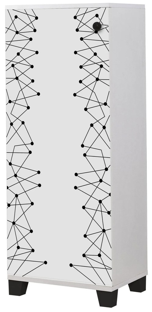 Armário para Sapatos Filinta – Branco/Preto – 50x127x38 cm