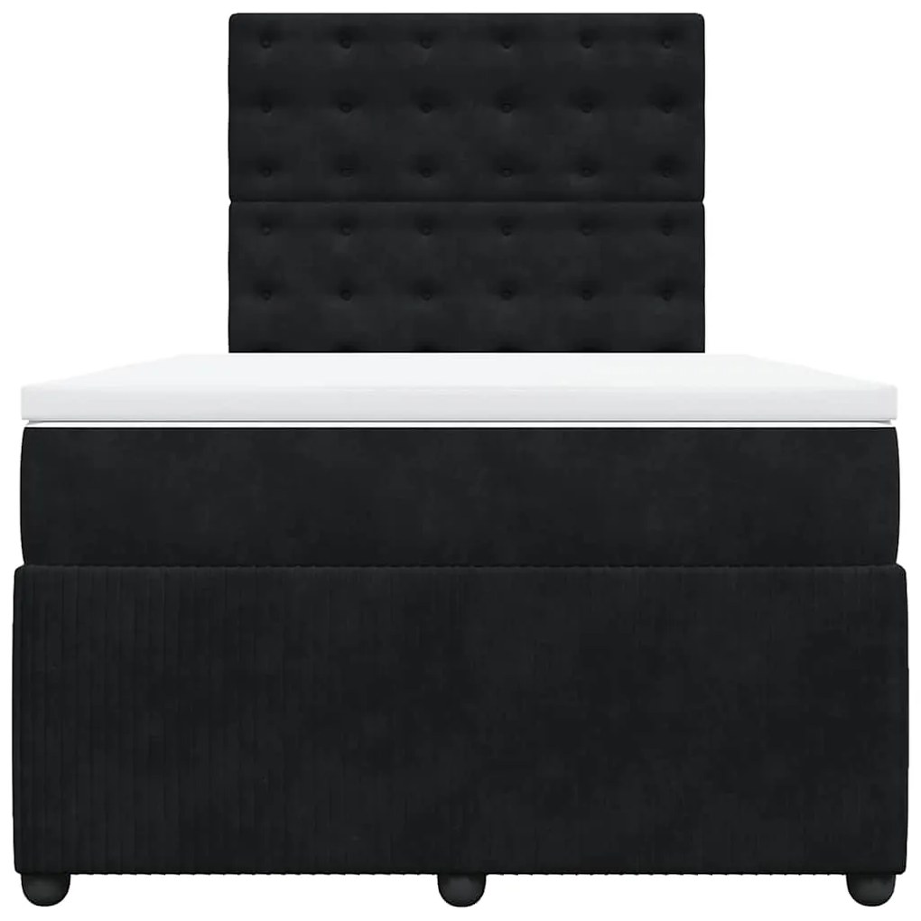 Cama boxspring com colchão 120x190 cm veludo preto
