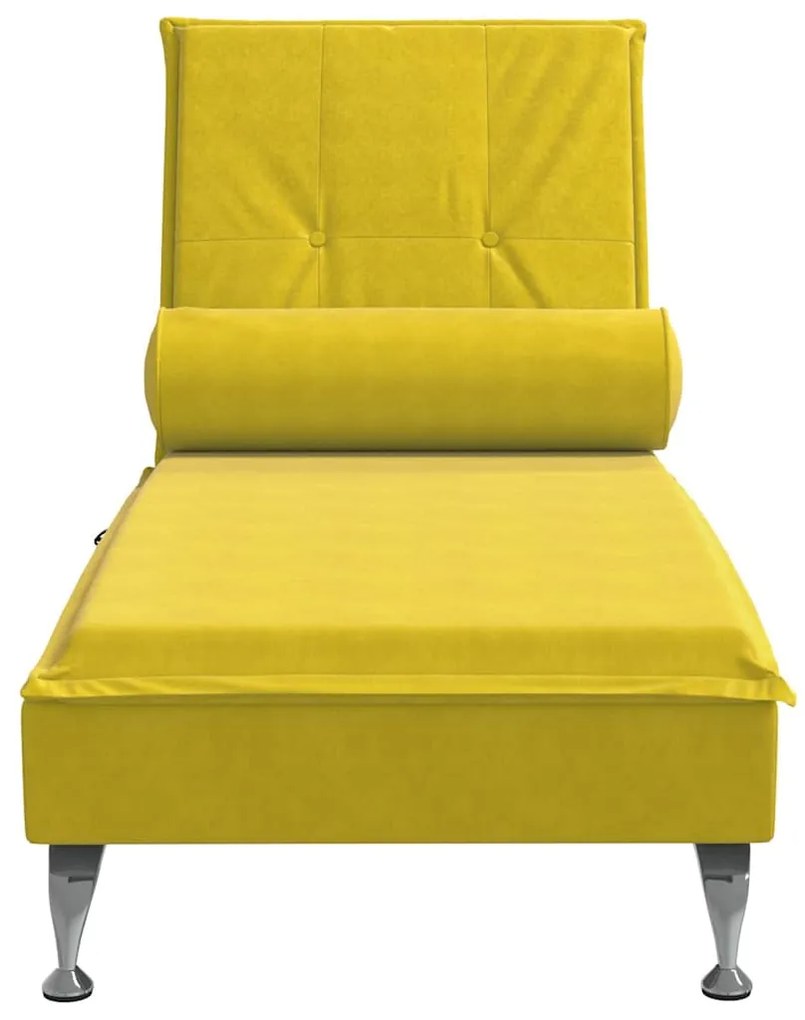 Chaise lounge de massagem com rolo veludo amarelo