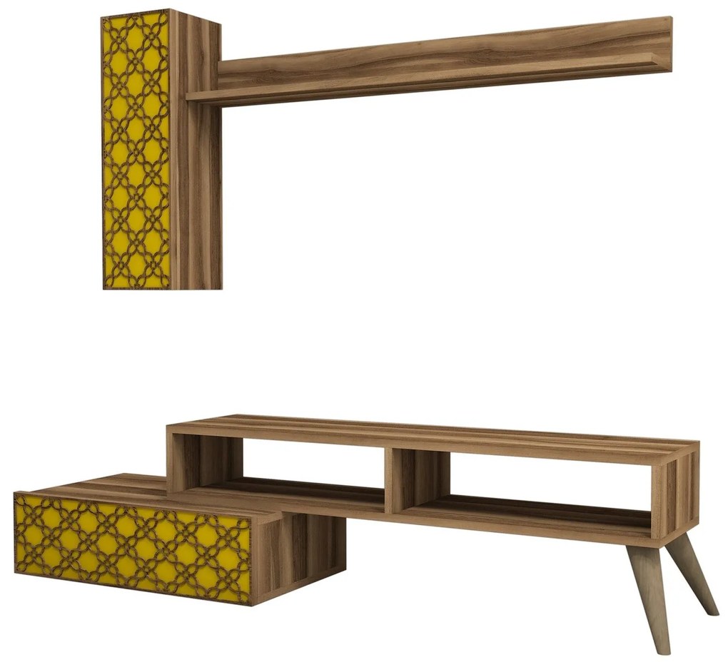 Móvel TV Planet – Nogal e Amarelo – 150x37,8x37,2 cm