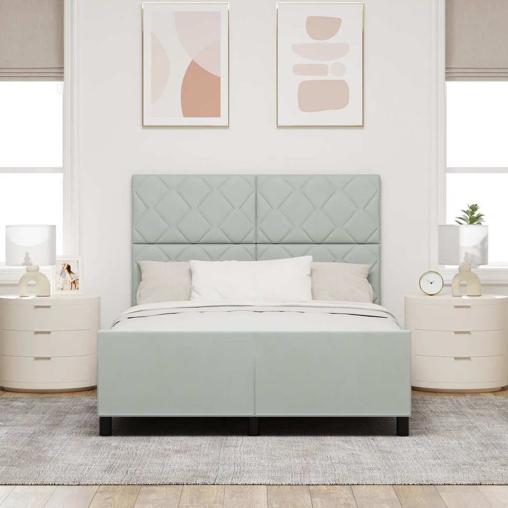 Estrutura de Cama vidaXL Cinza Claro 140x190 cm Veludo