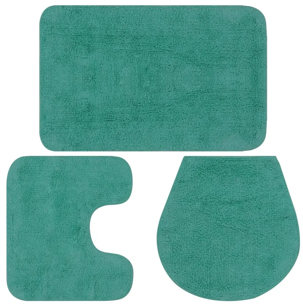 Conjunto tapetes de casa de banho 3 pcs tecido turquesa