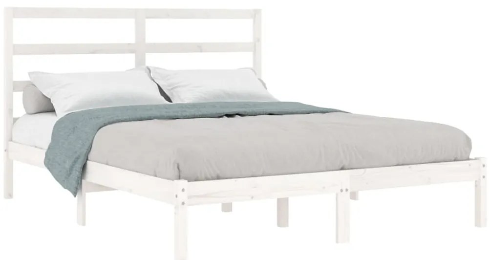 Cama sem colchão 140x200 cm madeira de pinho maciça branco