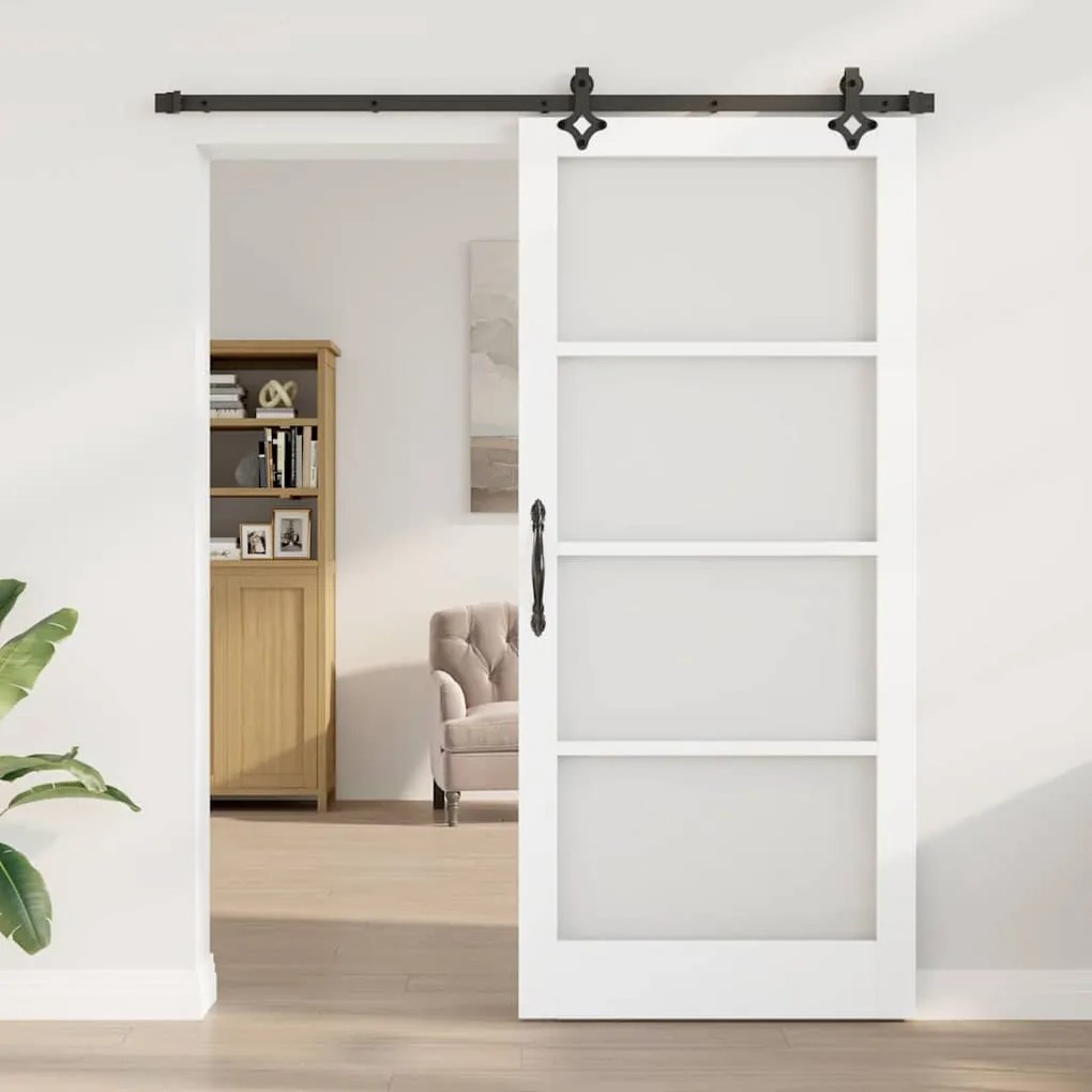 Porta Deslizante vidaXL com Kit de Hardware 'ORKDAL'Branca de Madeira