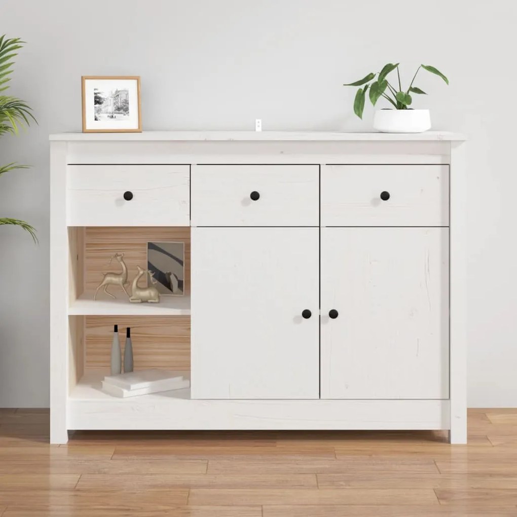 814555 vidaXL Aparador 100x35x74 cm madeira de pinho maciça branco