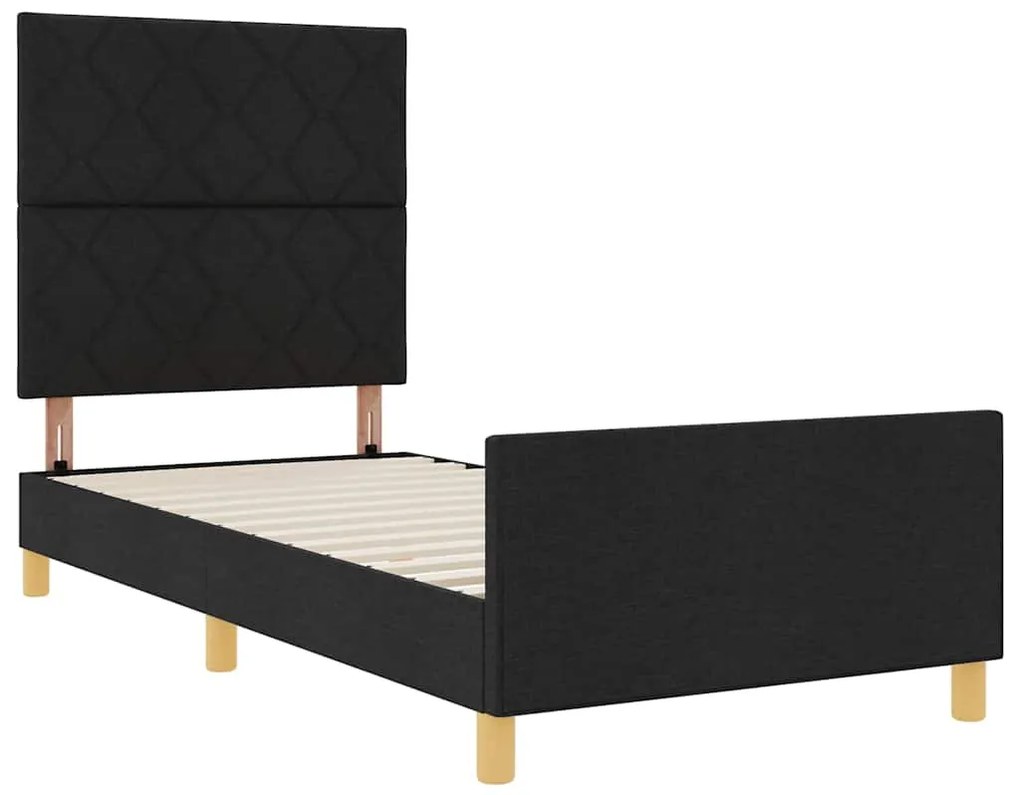 Cama Preta 90x200 cm em Tecido