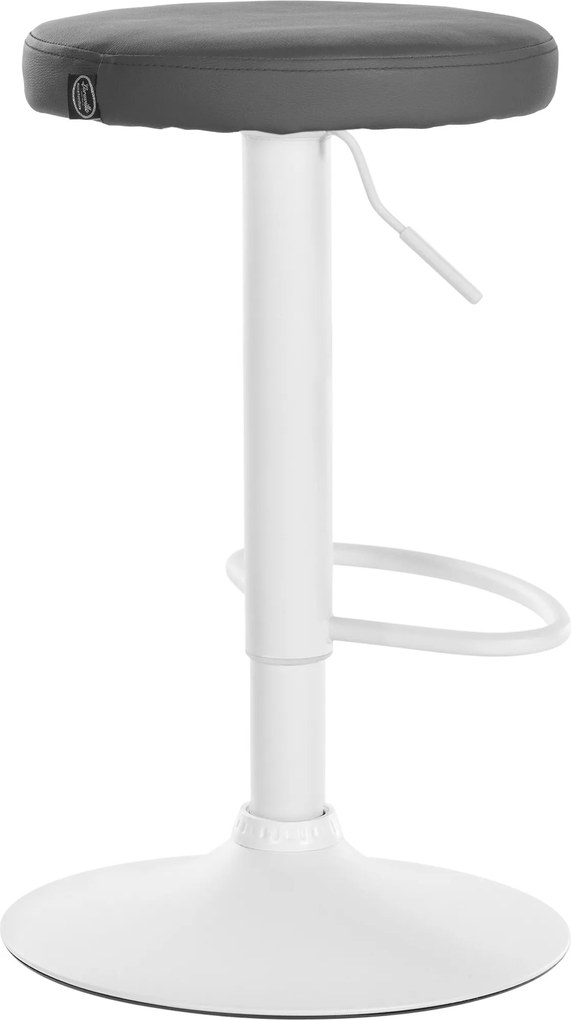 Conjunto de 2 bancos altos em couro sintético de estrutura branca 60-81 x 38,5 cm cinzento