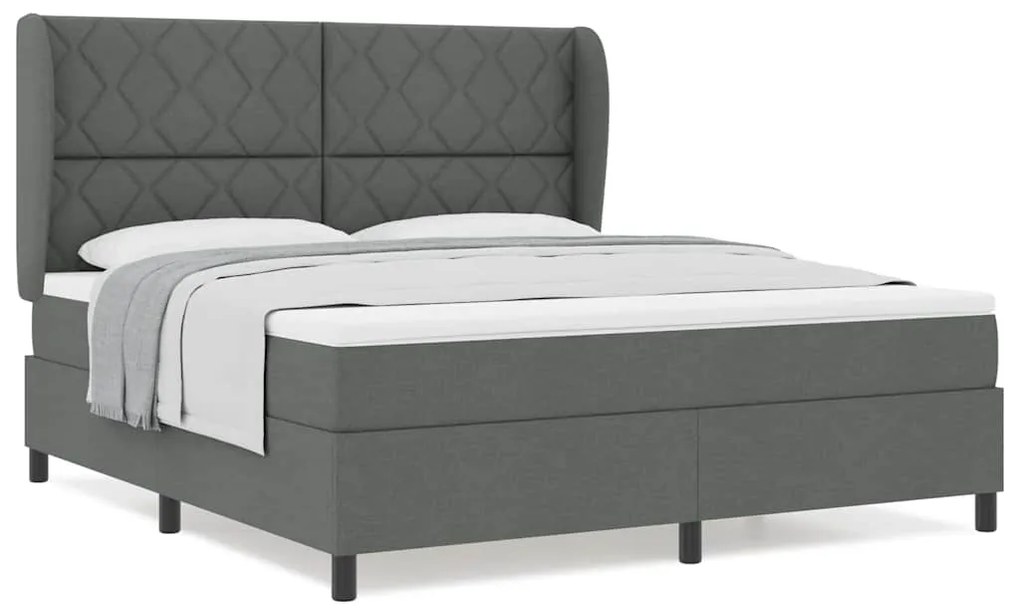Cama Box com Colchão em Cinza Escuro, 180x200 cm em Tecido