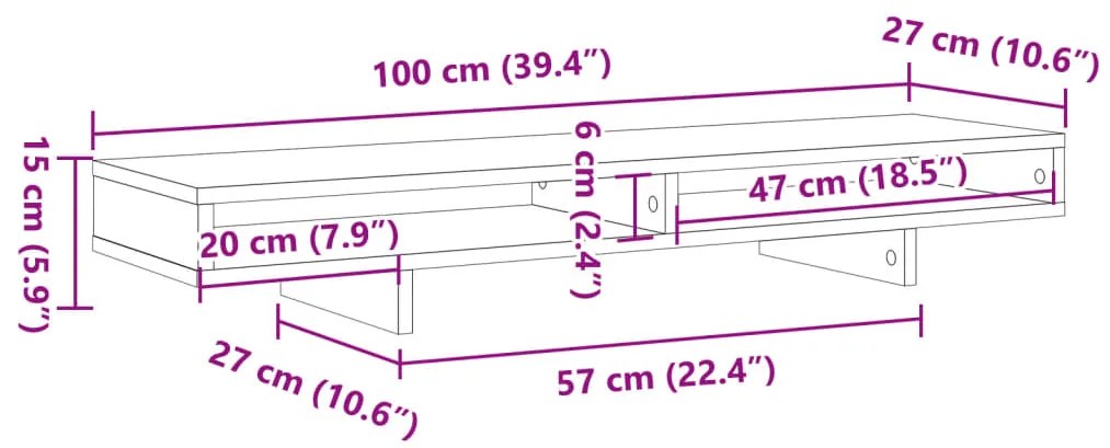 Suporte para monitor derivados de madeira carvalho sonoma