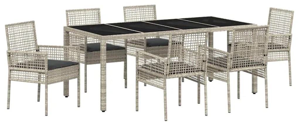 Conjunto de Jantar para Jardim 7 pcs Cinzento-claro