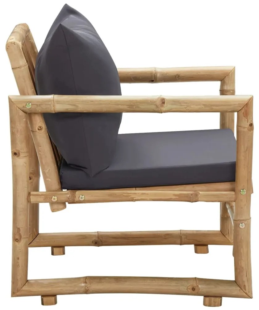 Cadeiras de jardim c/ almofadões 2 pcs bambu