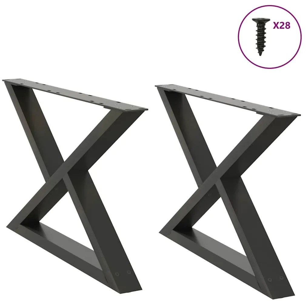 vidaXL Pés para mesa de centro 2 peças antracite 70x(42-43,3) cm aço