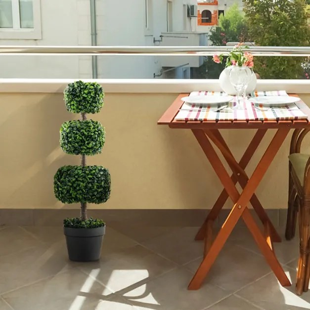Árvore artificial de bola de 75 cm preenchida com planta de cimento em forma de 3 quadrados para jardim de escritório doméstico e entrada verde