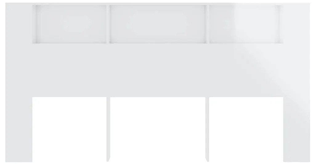 Armário de cabeceira 200x18,5x104,5 cm branco brilhante