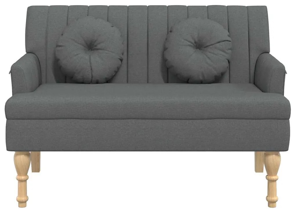 Banco c/ almofadões 113x64,5x75,5 cm tecido cinzento-escuro