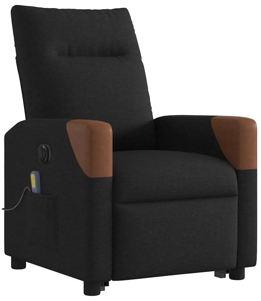 Poltrona elétrica elevatória massagens tecido preto
