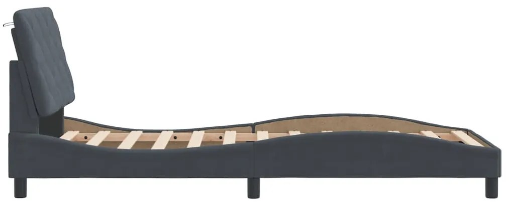Estrutura de cama sem colchão 90x190 cm veludo cinzento-escuro