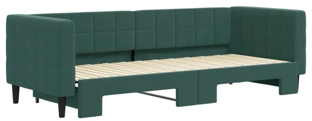 Sofá-cama com gavetão 80x200 cm veludo verde-escuro